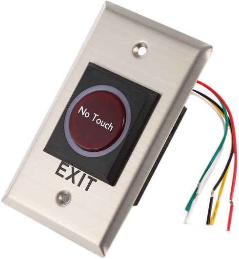 Contactless Non Touch Exit Switch,Infrared Sensor Exit Button Door Release Switch Automatic Switch with LED Indication for Door Security Alarm Acc...