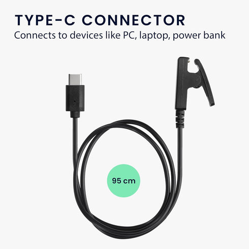 kwmobile Charger Compatible with Garmin vivomove Trend/Lily/HR/Forerunner 35/30 / 735XT - Charger USB-C Cable for Charging Smart Watch - Black......