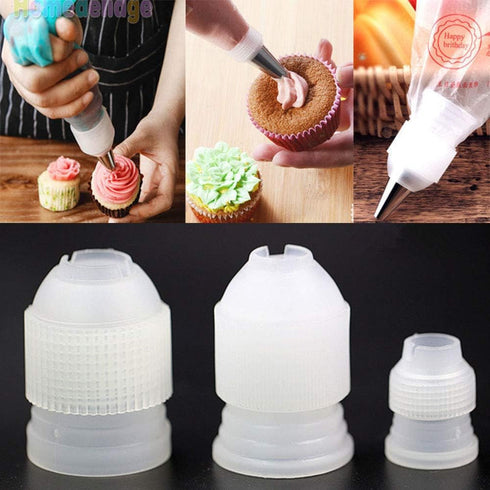 3pcs S/M/L Cake Decorating Couplers Set Plastic Icing Piping Bag Converter Cream Nozzle Pipeline Couplers Pastry Tool Home Tips...