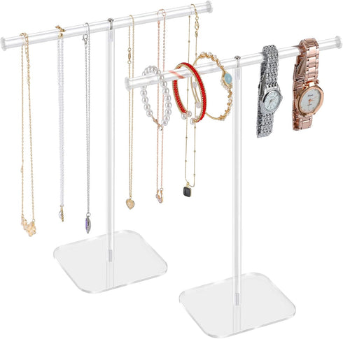 Jewelry Stand Necklace Stand 2 Tower, Clear Necklace Holder Jewelry Holder, Acrylic Jewelry Organizer, Bracelet Hanging Organizer, Display Stand f...