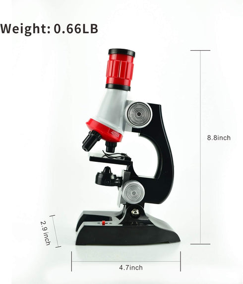 Science Kits for Kids Beginner Microscope with LED 100X 400X and 1200X-Include Sample Prepared Slides (1)...