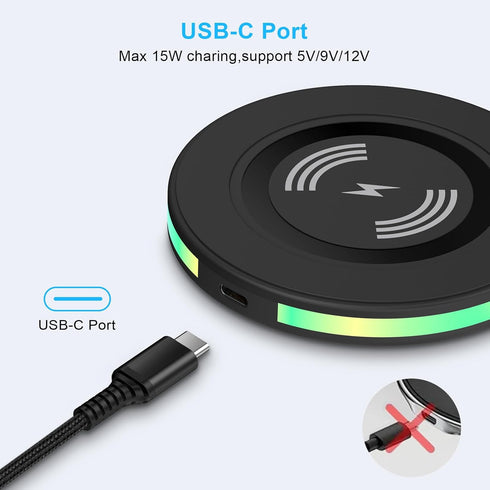 Android Wireless Charger Samsung Fast Charging Phone Charging Pad Station for Samsung Galaxy S24 Ultra S24+ S24 S23 FE S22 S21 S20 S10,iPhone 15 P...