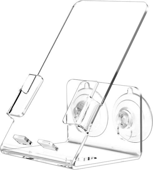 Bath&Shower Cell Phone Stand Holder-Handset Bracket-Suction Cup Bracket -Suction Cup Holder, Holder's Tray Mounted with Two Strong Suction Cups Su...