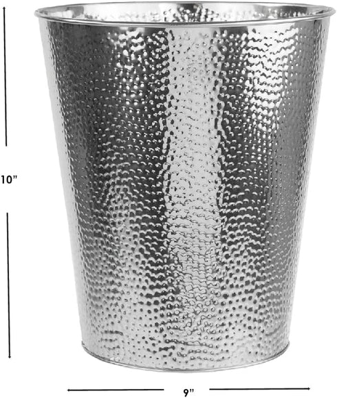 Home Basics Hammered Stainless Steel Bathroom Garbage Wastebasket bin 6 Liter, Chrome Finish...