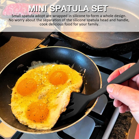 Silicone Small Serving Spatula Set of 4, Mini Silicone Spatula Turner for Kitchen Use, Small Silicone Spatulas for Egg, Steak, Pancake...