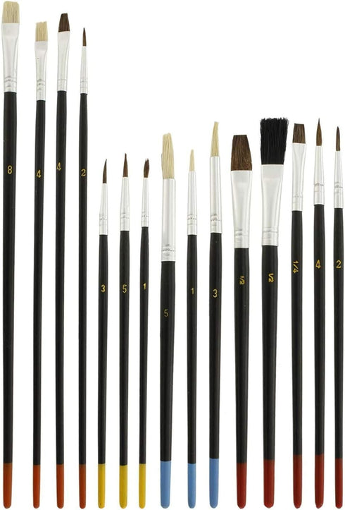 Zen Art Supply ARTIST PAINT BRUSH SET 15 Pc All Purpose Oil Watercolor Acrylic...