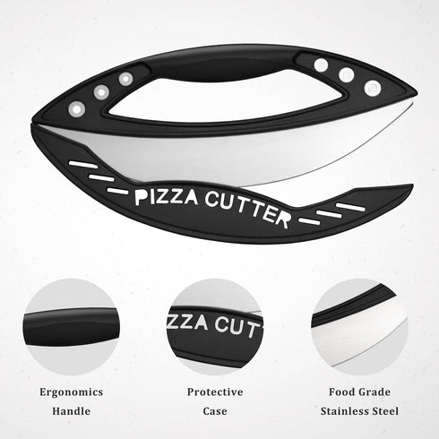 Pizza Cutter, 12" Pizza Cutter Rocker with Blade Cover For Kitchen And Commercial Use, Stainless Steel Pizza Knife Slicer for all Types of Quesadi...