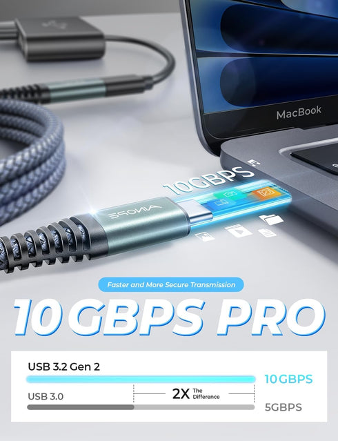 AINOPE USB C Extension Cable, (6.6ft/2M/10Gbps/100W), USB C 3.2 Extender Fast Transfer Type C Extender Charging Compatible with PSVR2/USB C Hub/Ma...