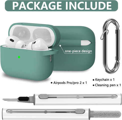 AirPods Pro 2/Pro Case Cover with Cleaner Kit,Soft Silicone Protective Case for Apple AirPod Pro 2nd/1st Generation Case for Women Men,AirPods Cas...