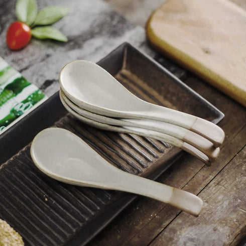 123Arts 4pcs Ceramic Japanese Retro Soup Spoons Dessert Spoons...