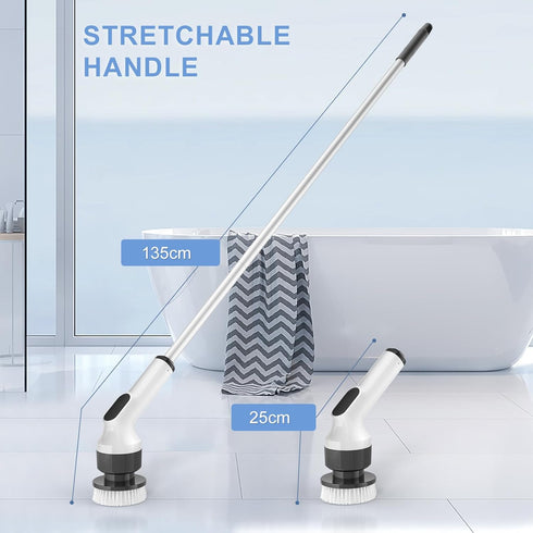 Electric Spin Scrubber, Shower Cleaner Brush, Shower Scrubber with Long Handle 53.2inch, 2H Fast Charge, IPX7 Waterproof, Bathroom Cleaning Brush ...