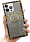 for iPhone 12 Pro Max 6.7" Bling Case Luxury Box Trunk Design Glitter Cute Gold Corner Soft TPU Cover with Ring Kickstand Holder Phone Skin,Gray...