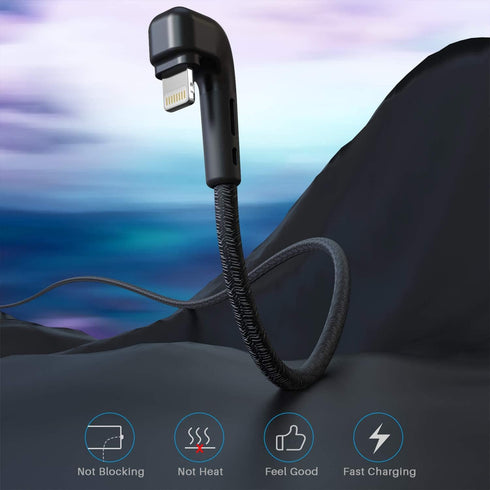 3Pack 90 Degree iPhone Charger 6ft, Apple MFi Certified 6 Feet Lightning Cord Long, Nylon Right Angle 6 Foot Apple iPhone Charging Cable for Apple...