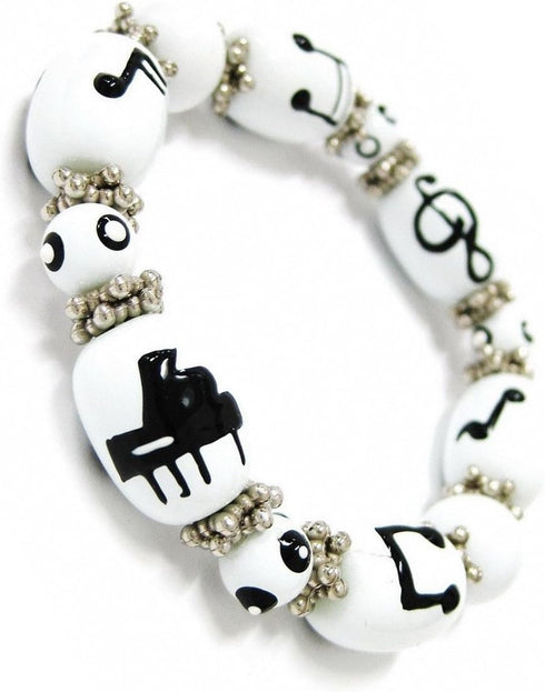Music Note Bracelet, Teacher Appreciation Recital Gift, Glass Beaded Bracelet, 1 pc...