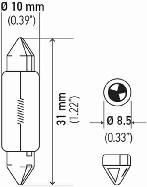 Hella DE3175TB Bulb 3175 12V 10W Sv8.5-8 T3.25 10X31(2)...