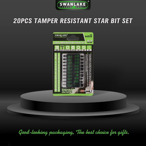 SWANLAKE 20PCS Tamper Resistant Star Bit Set,Torx Bit Set, Impact Grade Security Torx Bit Set,1/4-inch Hex Shank, S2 Alloy Steel, T4-T40...
