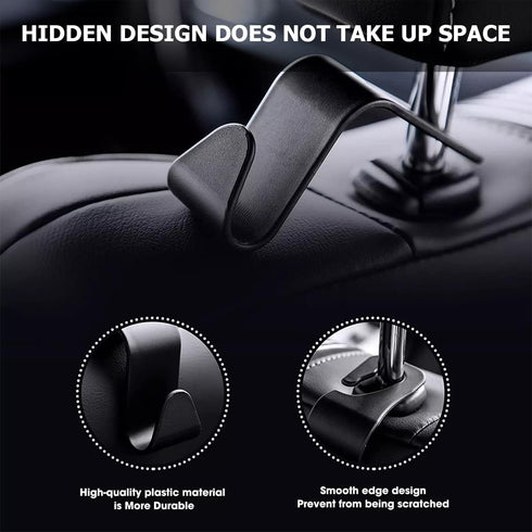 Moly Magnolia Car Seat Headrest Hook, 4PCS Multifunctional Auto Backseat Hangers, Vehicle Storage Organizer for Purse, Coat, Umbrella, Grocery, Ba...