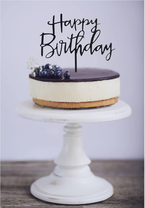 Happy Birthday Cake Topper. Cake Party Decorations, Acrylic Black Birthday cake Topper...