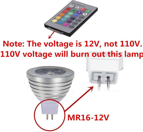 OMTO MR16 3W RGB Color Changing Spotlight with IR Remote Control Mood Ambiance Lighting Colorful LED Light Bulbs,Landscape Lighting Dimmable 12V (...