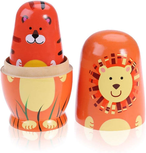 Matryoshka Doll Handmade Wooden Dolls Cartoon Animals Pattern Toy Gift...