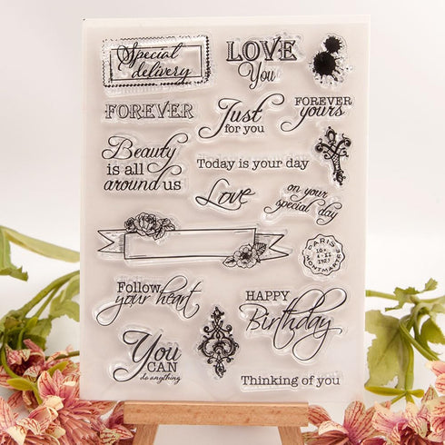 Love Words Clear Stamps for Card Making Blessing Words Transparent Silicone Stamp DIY Scrapbooking Supplies Embossing Paper Card Album...