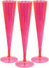 Party Essentials 20 Count Hard Plastic Twopiece 5 oz Champagne Flutes, Neon Pink...