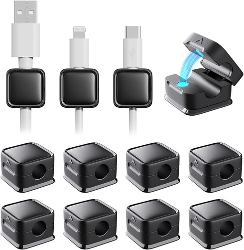 Cord Organizer Holder, 12 Pack Magnetic Desk Cable Clips Management, Phone Charging Cable Keeper, Strong Adhesive Wire Charger Holder for Nightsta...