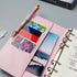 A6 Binder Cover Glitter White PU Leather Binder Cover Refillable 6-Ring Planner Budget Binders Loose-Leaf Notebook Binder Covers with Magnetic Buc...