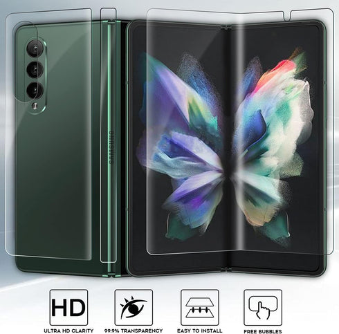 (3 Sets) Full Coverage Protector Compatible For Samsung Galaxy Z Fold 3 5G(Upgraded) High Definition Edge to Edge HD, Anti-Scratch (Lifetime Repla...