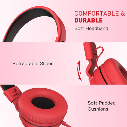 rockpapa 950 Wired Headphones for Kids Girls Boys for School Classroom with Microphone, On-Ear Foldable Corded Headphones with Jack 3.5mm for Lapt...