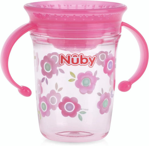 Nuby Tritan No Spill 2 Handle 360 Degree Printed Wonder Cup, Prints May Vary, 1pk...