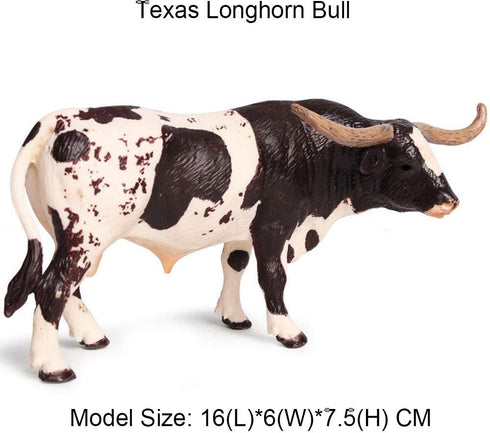 Flormoon Animal Figures Realistic Texas Longhorn Bull Plastic Early Educational Toys Cupcake Topper Party Gift for Kids 3+ Year Old(Male)...