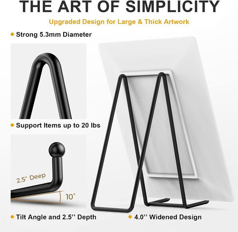 Pack of 3 large 8-inch metal square display board holders for displaying photo frame holders, decorative boards, books, photo holders, artwork...