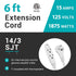 Clear Power 6 ft 3 Outlet Heavy Duty Flat Plug Extension Cord 14/3 SJT for Small Tools, Appliance and Office Equipment, White, 3 Prong Grounded, D...