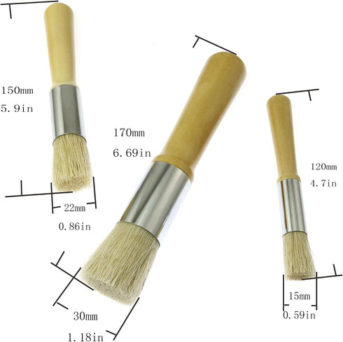 Wooden Stencil Brush 3PCS Natural Pure Hog Bristle Template Paint Brushes for Acrylic Oil Watercolor Art Painting Stencil Project Card Making DIY ...