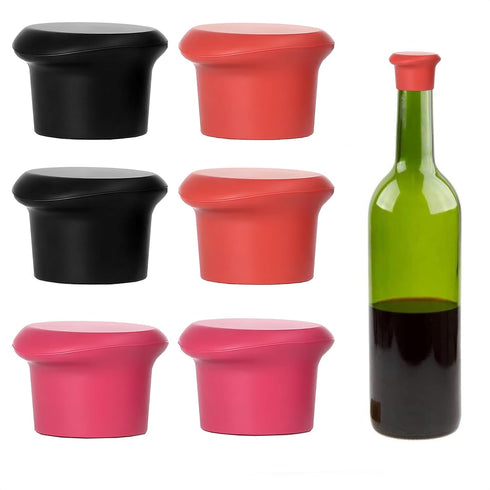 Wine Bottle Stopper (7 Pack, Assorted) - Champagne Stoppers for Bottles Wine Corks for Wine Bottles Cute Wine Stopper Silicone Bottle Covers - Reu...