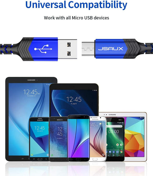 JSAUX Micro USB Cable Android Charger, (2-Pack 3.3FT+6.6FT) Micro USB Android Charger Cable Nylon Braided Cord Compatible with Galaxy S7 S6 J7 Edg...