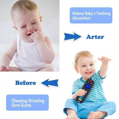 Silicone Teething Toys for Babies, Remote Control Shape Silicone Teethers, Cute Chew Toys for Boys and Girls,BPA Free Teether Early Educational Se...
