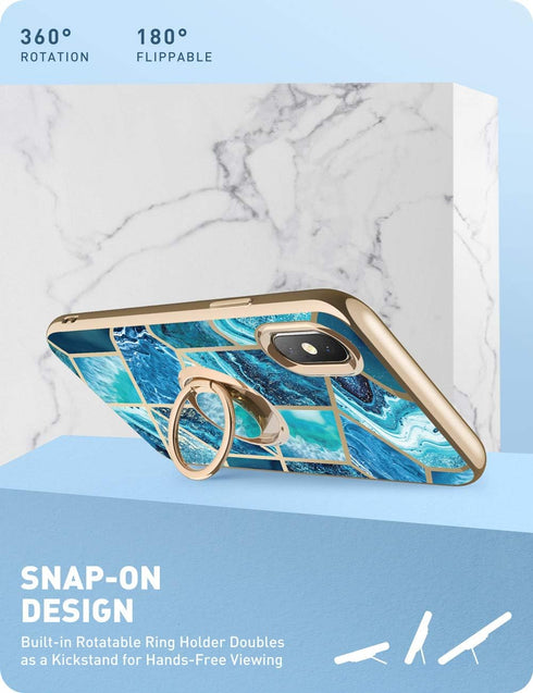 i-Blason Cosmo Snap Case Designed for iPhone Xs (2018) / iPhone X (2017), Slim with Built-in 360° Rotatable Ring Holder Kickstand Supports Car Mou...
