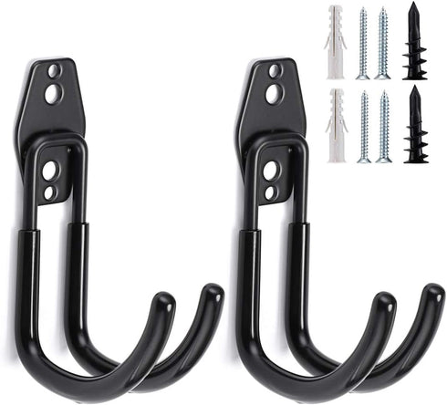JUXYES Pack of 2 Wall Mounted Garden Hose Holder, Heavy Duty Water Hose Storage Organizer Pipe Reel Holder Hanger, Car Hose and Cord Hanger Bracke...