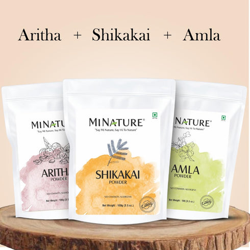 Combo Of Amla Powder Aritha & Shikakai (Pack Of 3) | For Natural Beautiful Hair | Hair Pack for Hair, Conditioning, Smooth, and Shinny, and all ty...