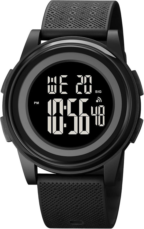 Ultra-Thin Minimalist Sports Waterproof Digital Watches Men with Wide-Angle Display Rubber Strap Wrist Watch for Men Black...