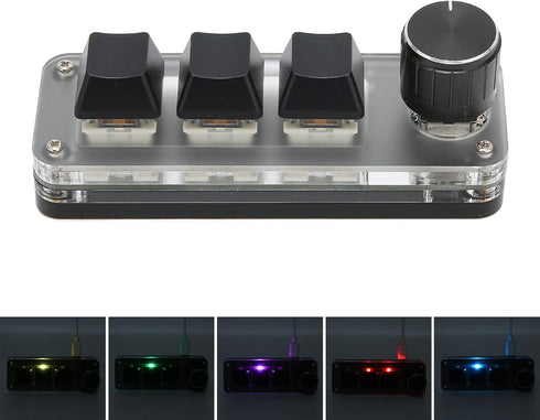 SUNGOOYUE USB 3 Key Keypad, Multifunctional Shortcut RGB Backlight Mini Mechanical Keyboard with Knob for DIY Programming Gaming...