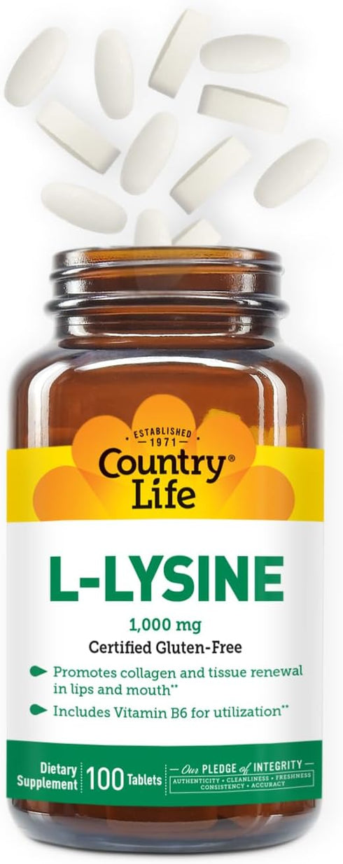 COUNTRY LIFE VITAMINS L-Lysine 1000 Mg with B-6, 2.5 Pounds...