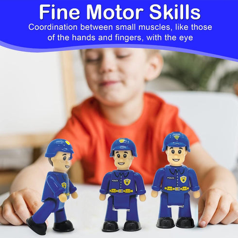 FUNERICA Toy Police Officer Set (3 Pcs) Detailed and Imaginative Little People Police Action Figures for Toddlers and Kids -Community Helpers Figu...