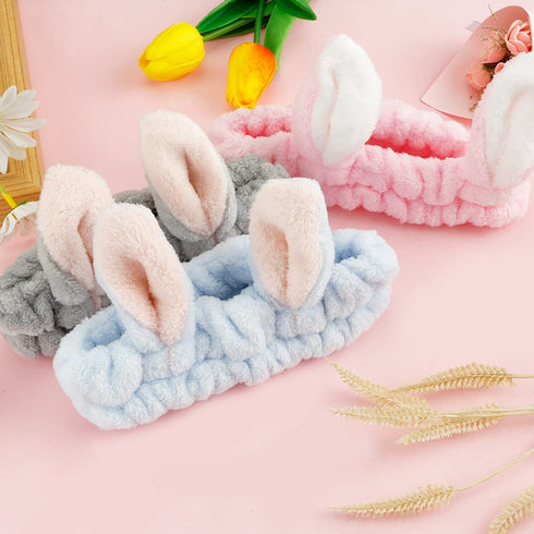 Easter Gifts for Girls, 3-Pack Bunny Headbands, Headbands for Women for Washing Face, Makeup Headband, Hair Band for Washing Face, Spa Headband fo...