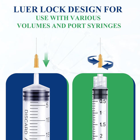 25 Gauge 1 Inch with Cap for Lab Accessories, Luer Lock Tools for Measuring, Refilling Inks, Crafts and Industry 100PCS Individually Wrapped...