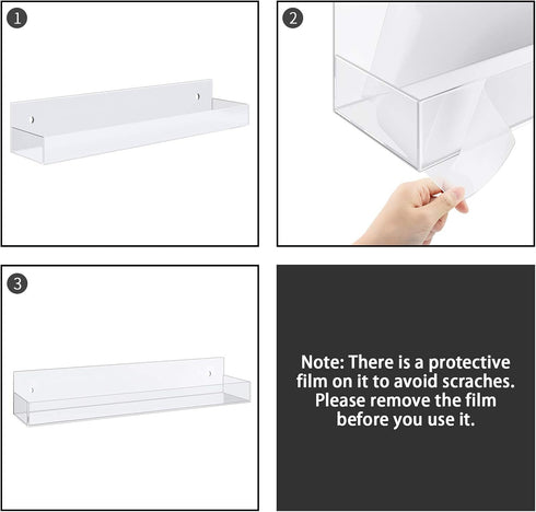 VAEHOLD Adhesive Acrylic Spice Rack with Nano Double Sided Tape Wall Mount Organizer Clear Wall Spice Rack With Shelf Ends for Kitchen Cabinet Doo...