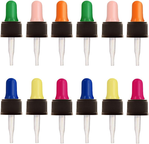 Glass Eye Droppers for 5ml Essential Oil Bottles | 12-Pack | Multicolored | Fits doTERRA, Young Living, Edens Garden, Plant Therapy, Plant Guru, R...