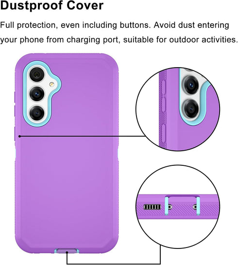 for Samsung Galaxy S23 FE 5G Case, Triple Layer Heavy Duty Armor Rugged Drop Protection Shockproof Protective case for Galaxy S23 FE 5G 2023, Purp...